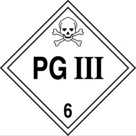 Accuform DOT PLACARD HAZARD CLASS 6 PG III MPL604MG25 MPL604MG25